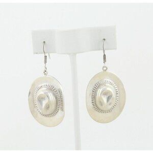 Sterling Silver Cowboy Hat Earrings Dangle Drop
